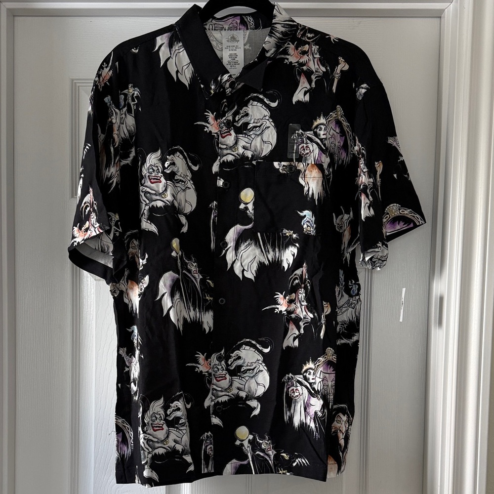 Disney Black and Purple Villains Button Down Shirt